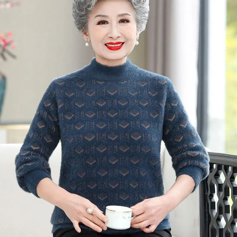 Middle Aged Mother Sweaters & Jumpers Tops Thick Warm Jersey For Women Autumn Winter Knitwear Cashmere Pullovers Woman Clothes