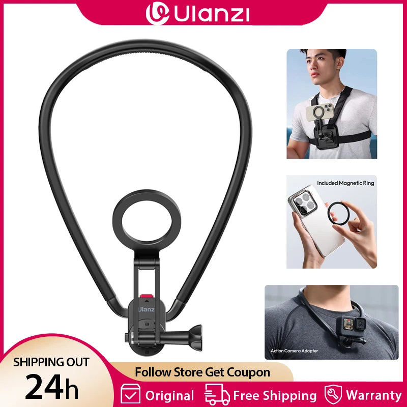 ជើងទ្រទូរស័ព្ទ Ulanzi MG14 Magnetic Magsafe សម្រាប់ទូរស័ព្ទ iPhone 16 15 Android សម្រាប់កាមេរ៉ា Gopro Insta 360 DJI Action
