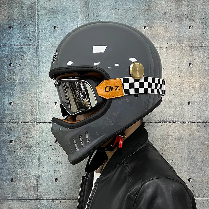 ORZ-MY83 Retro motorcycle helmet, retro coffee racing, full face, DOT certification, JET
