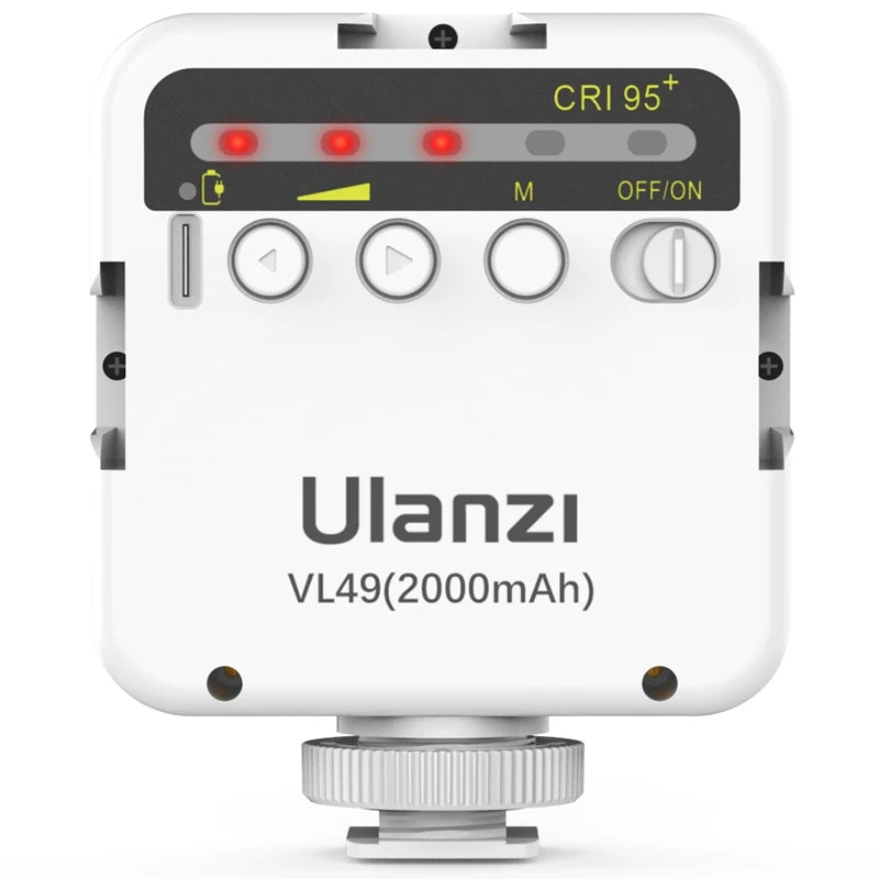 ភ្លើងវីដេអូ Ulanzi VL49 Mini LED 2000mAh CRI 95+ 5500K ភ្លើងថតរូបចល័ត Vlogger បំពេញជាមួយ Cold Shoe សម្រាប់កាមេរ៉ា DSLR