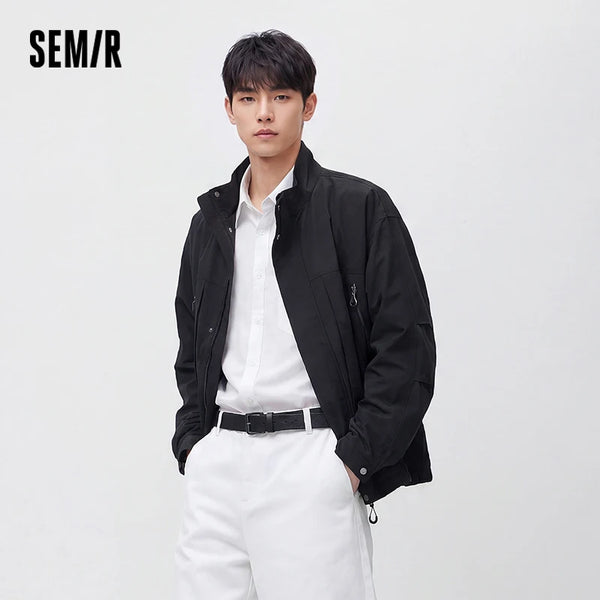 អាវក្រៅបុរស Semir ទម្ងន់ស្រាល មានខ្សែរ៉ូត រចនាបថសម្រាប់ពាក់ក្រៅផ្ទះ រលុង ពាក់ប្រចាំថ្ងៃ រដូវស្លឹកឈើជ្រុះ ឆ្នាំ២០២៦