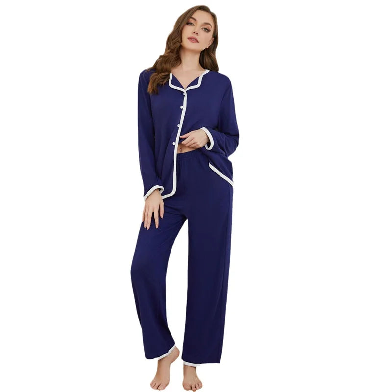Pajamas For Women Comfortable Long Sleeve Pant Set European Casual Home Clothing New Spring Autumn Sleepwear Pijama Mujer
