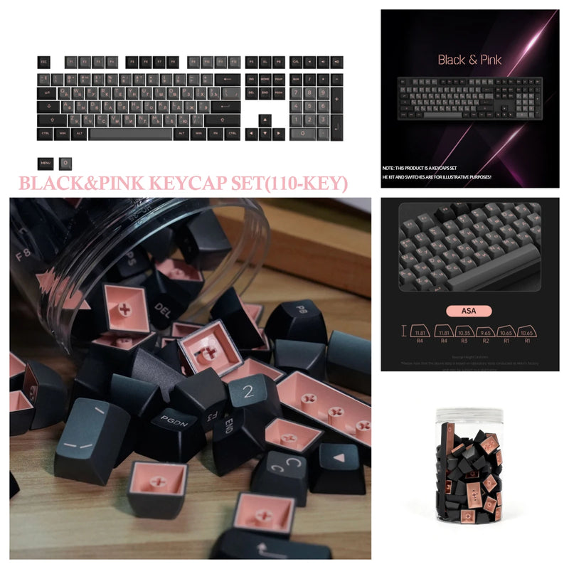 Akko Russian Keycap Set ASA/OEM/Cherry Profile 61 68 84 88 108 Keys Canned PBT Double Shot Mechanical Keyboard Cyrillic Keycaps