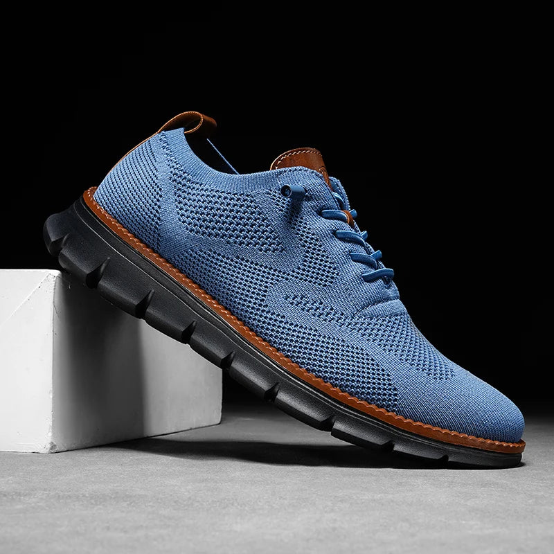 Men Flying Woven Brogue Dress Shoes Breathable Lightweight Business Casual Walking Sneakers for Men Extra Large Size EU 48 49 50