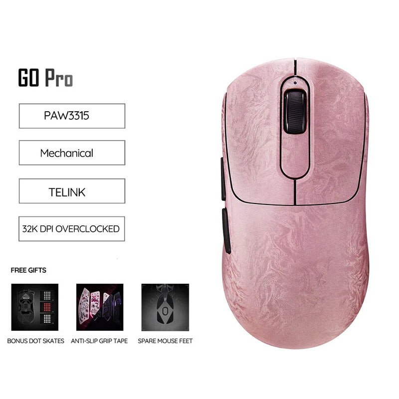 Akko GO Wireless Gaming Mouse Carbon Fiber PAW3955/3950/3315 Sensor 55g Lightweight Dual 8K Polling Rate 65000DPI Esports Mice