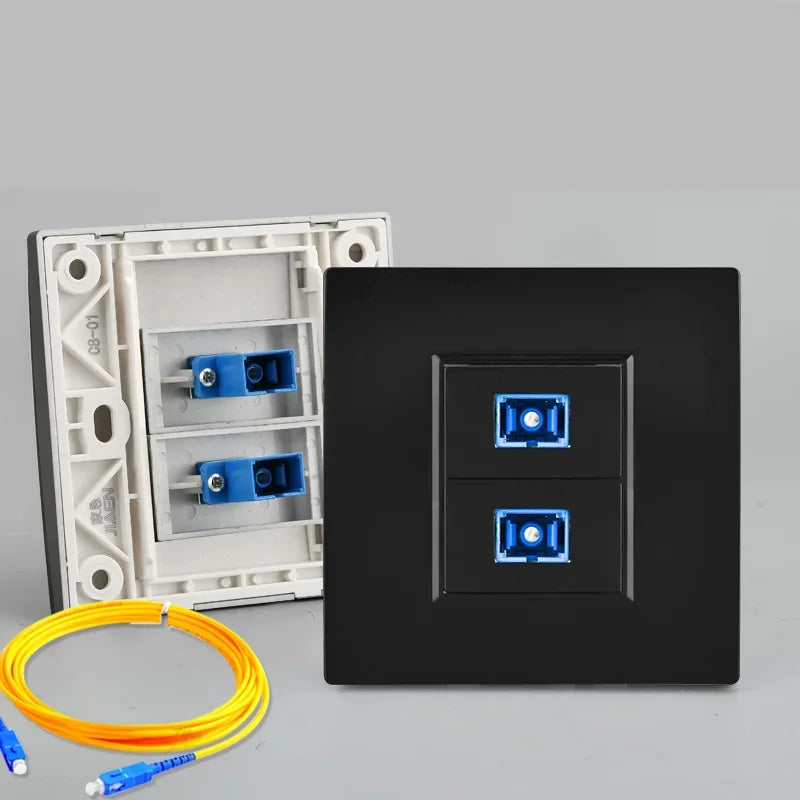 Depoguye Wall-mounted one port fiber optic information socket panel, SC fiber optic wall connector panel with fiber optic cable