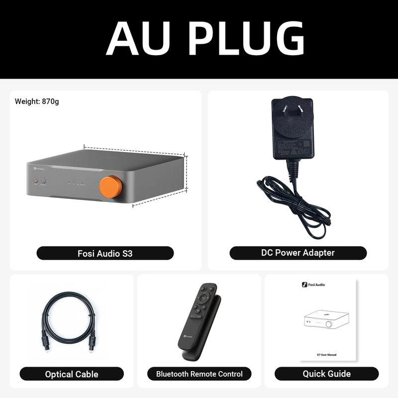 Fosi Audio S3 HiFi Music Streamer ប៊្លូធូស 5.3 AKM4493SEQ DAC Preamp ឧបករណ៍ចាក់តន្ត្រីបណ្តាញ ឆបគ្នាជាមួយ AirPlay2, Google Cast