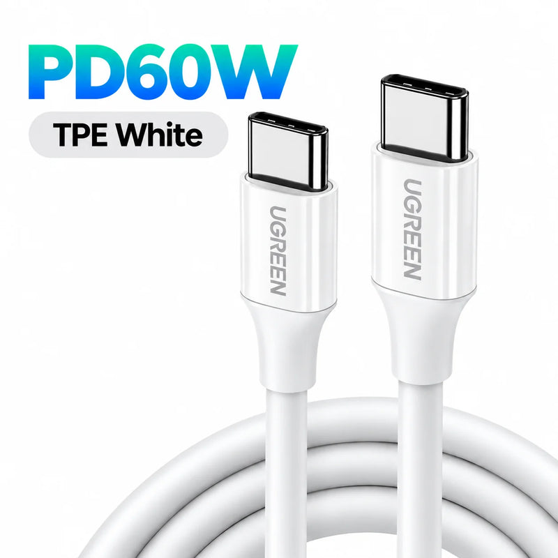 UGREEN PD60W USB C to USB C Cable for iPhone 17 16 MacBook Air Laptop iPad Samsung Xiaomi Poco Fast Charging 5A 3A Type-C Cable