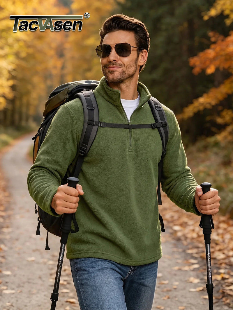 TACVASEN Turtleneck Fleece Sweatshirts Thermal Quarter-Zip Lightweight Pullovers Casual Warm Breathable Hiking Golf Sweaters