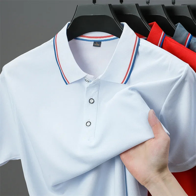 Men's Casual Solid Color Short Sleeve Polo Shirt Summer 2026 Fashionable Comfortable Versatile Top for Men
