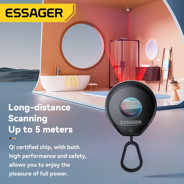 ឧបករណ៍ចាប់កាមេរ៉ាលាក់ Essager Mini ឧបករណ៍ចល័តប្រឆាំងចារកម្ម ឧបករណ៍ស្វែងរកកែវភ្នែកអ៊ីនហ្វ្រារ៉េដ ឧបករណ៍ប្រឆាំងនឹងការលួចមើល សម្រាប់សុវត្ថិភាពសណ្ឋាគារបន្ទប់ទឹក