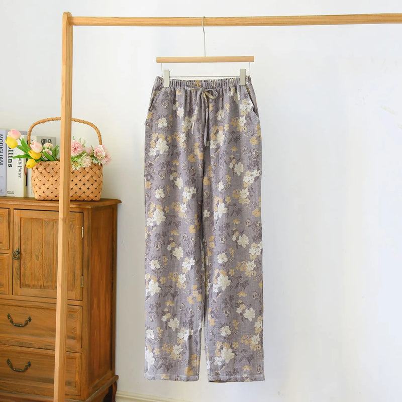 100% Cotton Sleepwear For Sleeping Pant Women Autumn Winter Pajamas Pants Loose Comfortable Homewear Trousers Female Pantalones