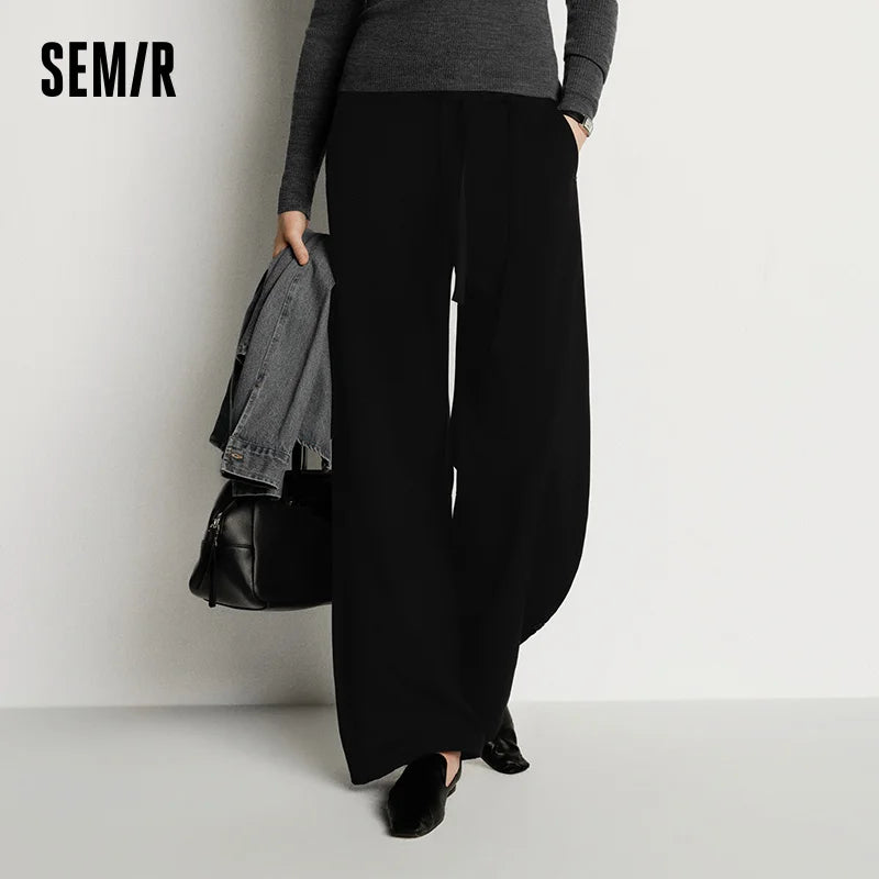 Semir Casual Pants Women Easy Care Black Loose Long Pants 2025 Winter New Wide Leg Commuting Pants Women'S Clothing