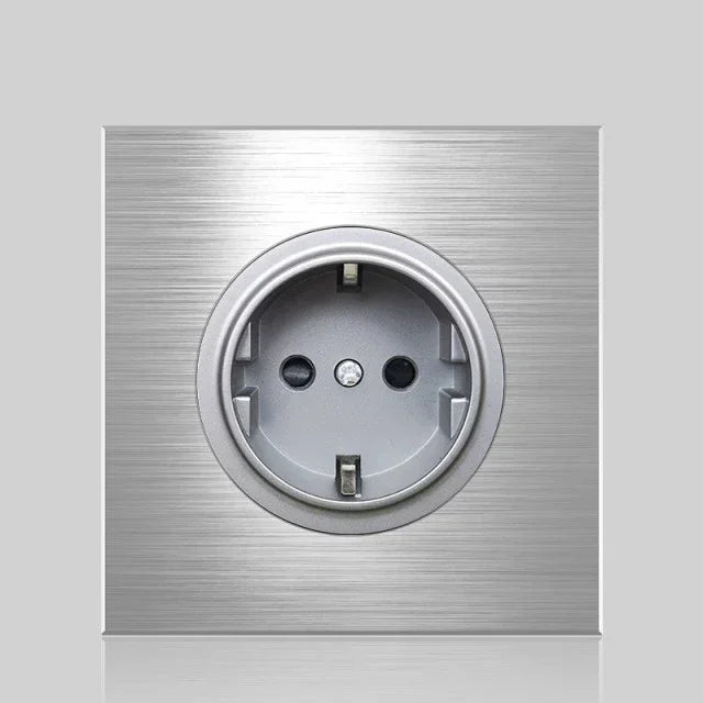 Europe UK FR Luxury LED Wall Light Switch Socket,1 2 3 4 gang 1 2way On/Off aluminum alloy Round Button household Switch panel