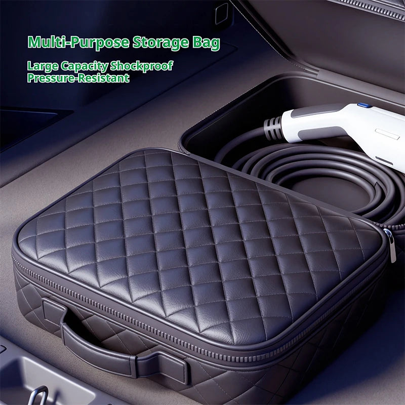 SEAMETAL Electric Car Charger Box Waterproof Car Rechargeable Gun Organizer Tool Storage Bag Handbag for Car Charging Cable Case