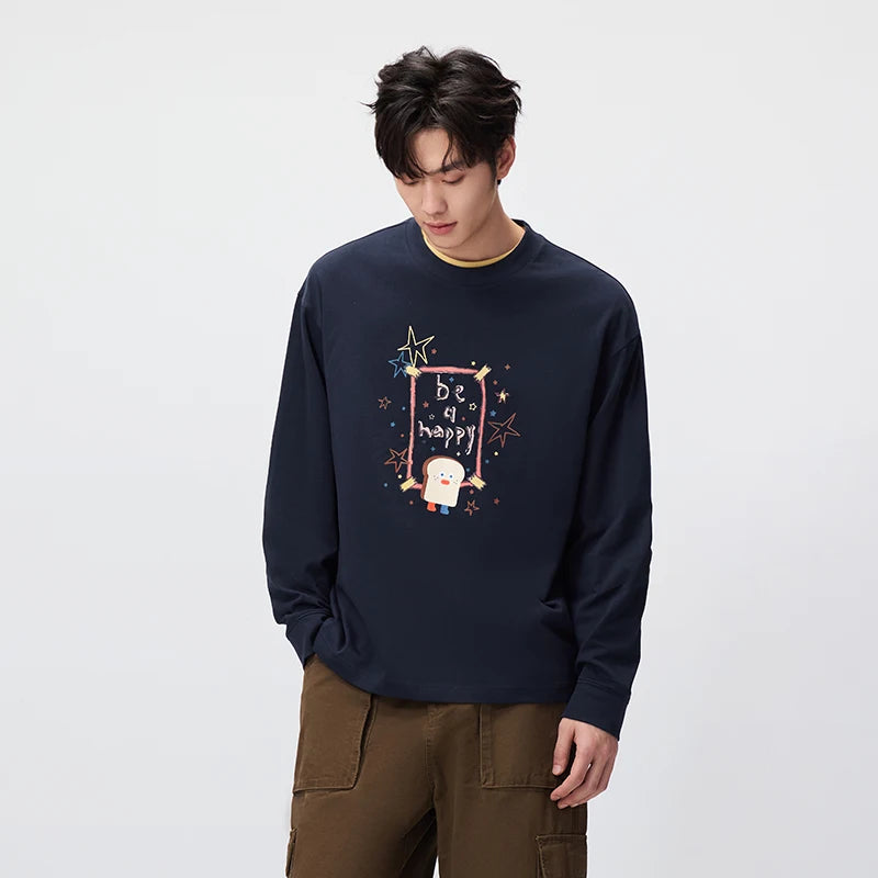 Semir Men Tshirt Long Sleeve Graffiti Print Couple Knit Top Urban Casual Street Style Autumn Urban Daily Wear 2026