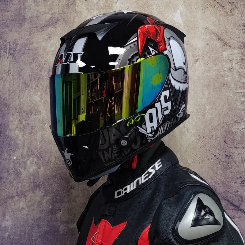 AIS Motorcycle Helmet cool Modular Moto Helmet With Inner Sun Visor Safety Double Lens Racing Full Face the Helmet Moto Helmet