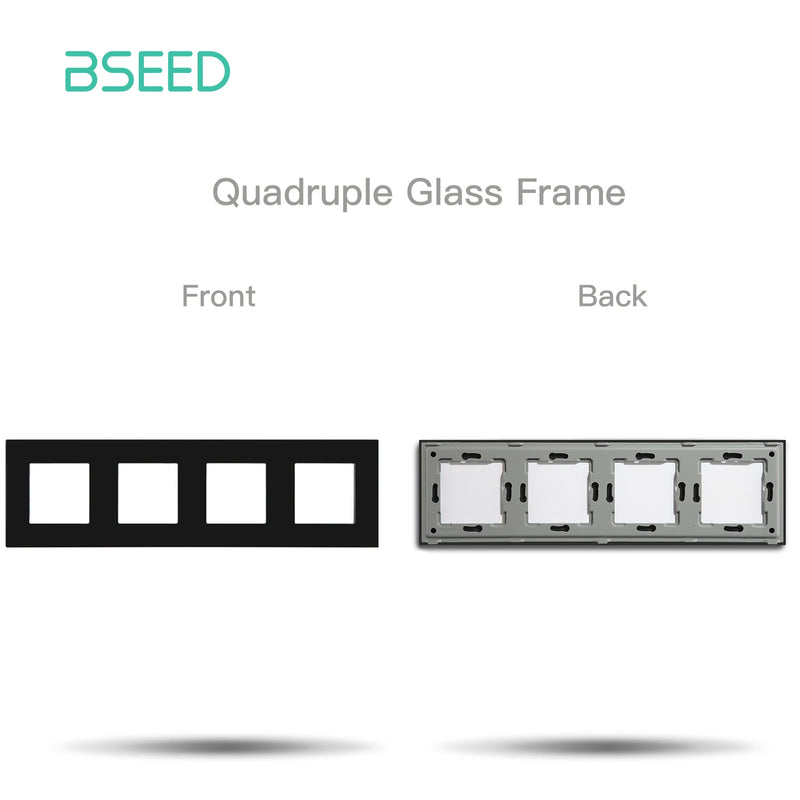 BSEED EU Standard 1/2/3Gang 1/2Way Push Button Switch Function Part Wall Glass Frame Power Sockets Light Switch DIY Parts Only