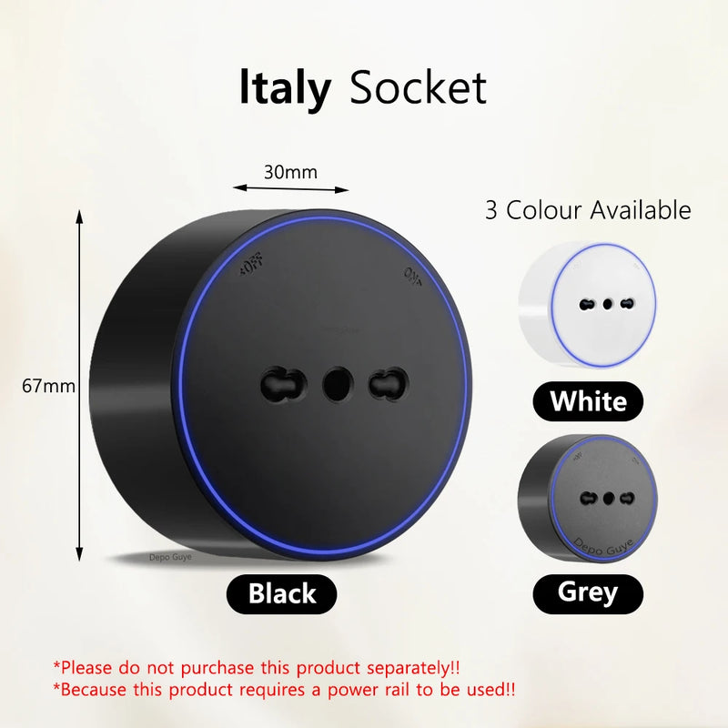 Induction lamp Wall Track Socket EU FR Italy Israeli UK Standard Home Office Electric Socket Removable Plugs Adapter USB C Ports