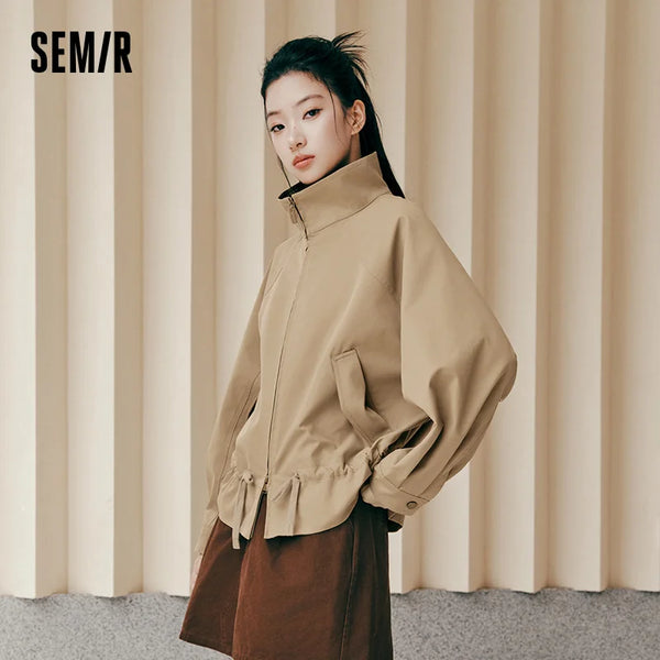 អាវធំស្ត្រី Semir រចនាបទ Plaid ដៃអាវ Raglan ទំហំធំ សម រចនាប័ទ្ម Retro លម្អិតខ្សែចង រដូវស្លឹកឈើជ្រុះឆ្នាំ 2026