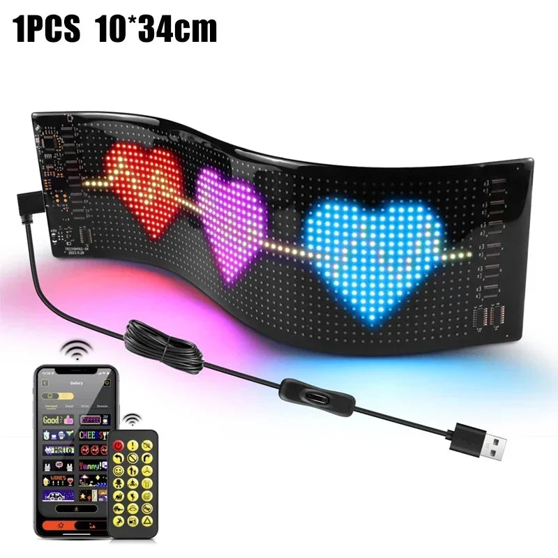 Flexible Screen LED Car Windshield Eyes LED Matrix Pixel Panel Display Plug-in DIY App Text Animation for The Car Windshield