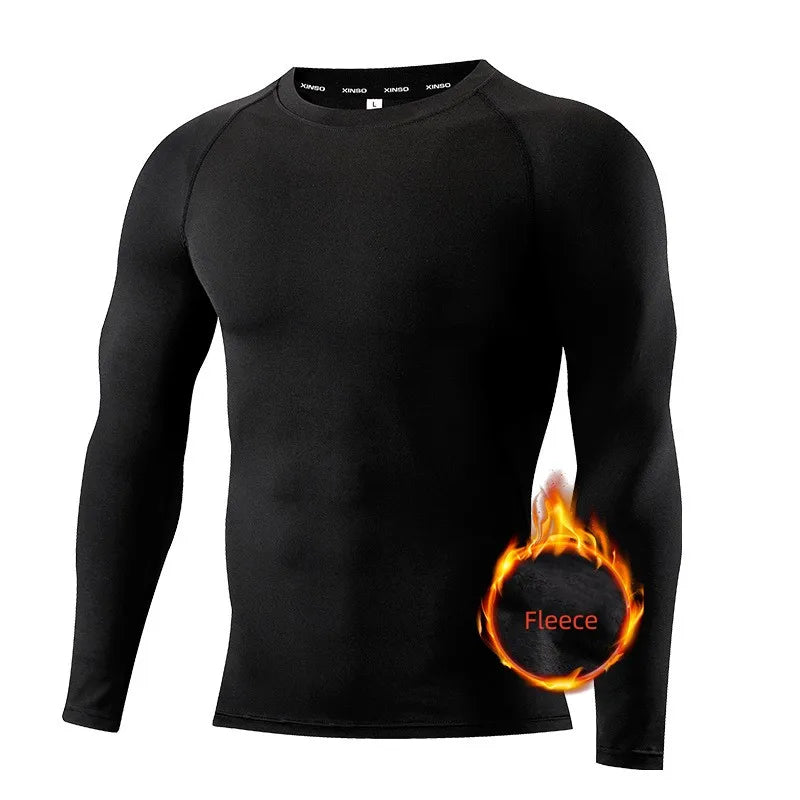 Men's Long Sleeve Compression T-Shirt Quick Dry Tight Fitness Top Winter Sportswear for Gym Running Jogging Training Athletic