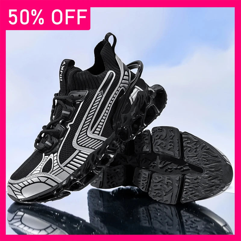 Men Sneakers Fashion Mesh Breathable Light Spring Outdoor Walking Tennis Shoes 2026 New Soft Thick Sole Rebound Running Shoes