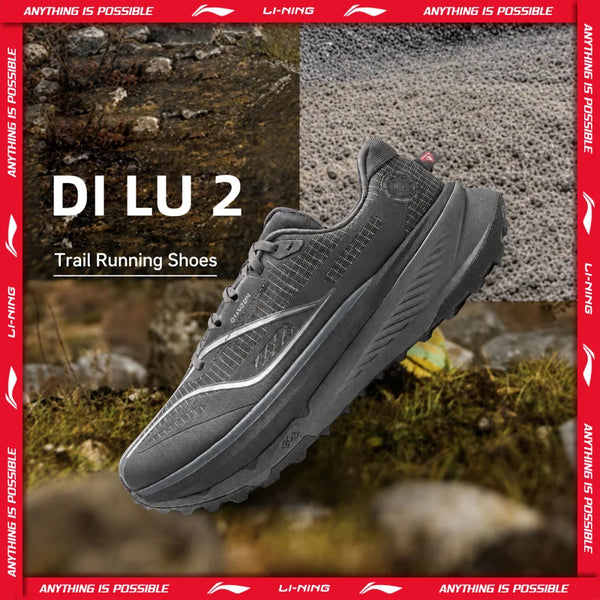 ស្បែកជើងរត់បុរស Li-Ning DI LU 2 ផ្លូវលំ XTRM-BOOM FIBER Cushion LN DWR ស្បែកជើងកីឡាការពារទឹក LiNing ការពារការរអិល ARNV009