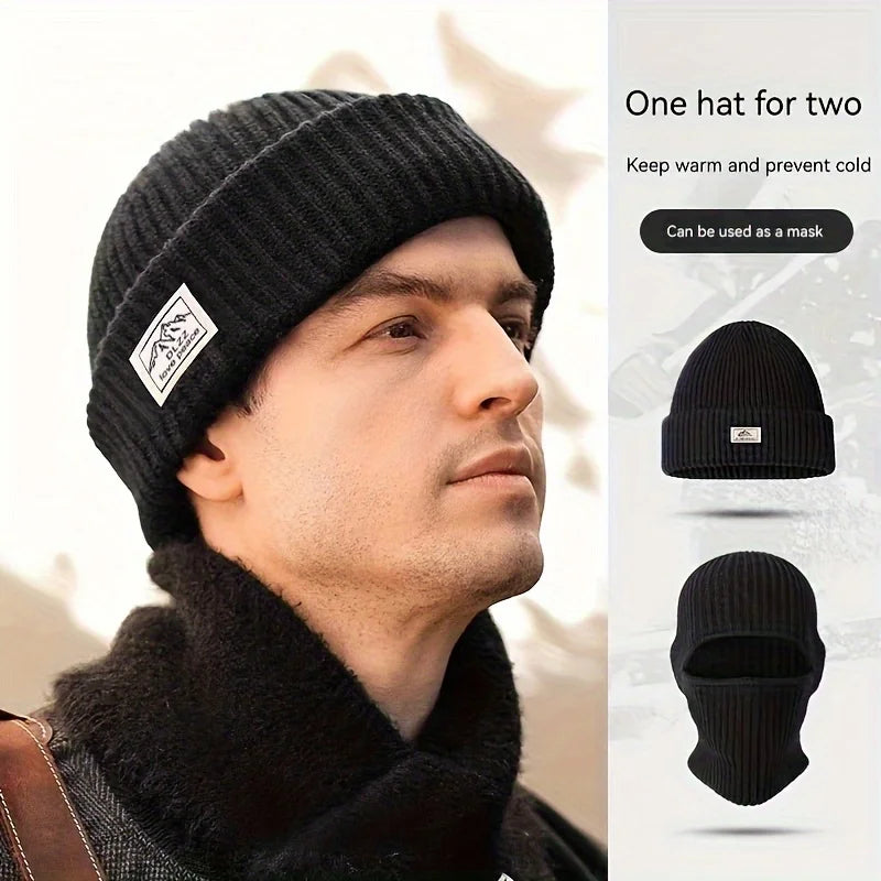 Winter Men's Hats Knitted Wool Hat Windproof And Cold Resistant Head Cover Mask Warm And Cold Hat Outdoor Balaclava Warm Hat