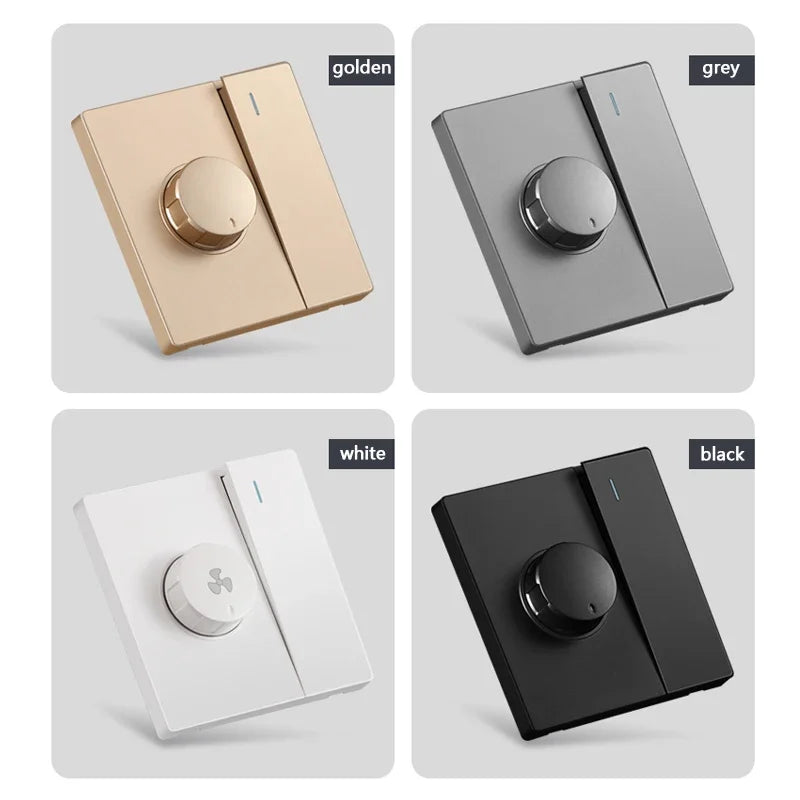 Grey Brushed Eu Universal 1gang2way Light Switch with Fan Speed Control Switch,range Hood Ceiling Fan Switch Panel AC 110-250V