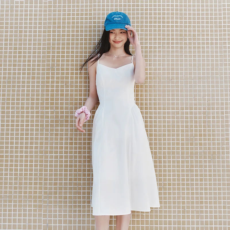 Semir Dress Women Elegant Solid Color Versatile Fashion Gentle 2025 New Summer Minimalist Strappy Dress for Chic Outfits