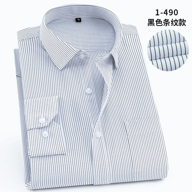 White Men Twill Long Sleeve Shirt,Single Breasted Lapel Asian Size Shirts,Wedding/Business/Office/Casual Tops Camisas,M-8XL 9XL