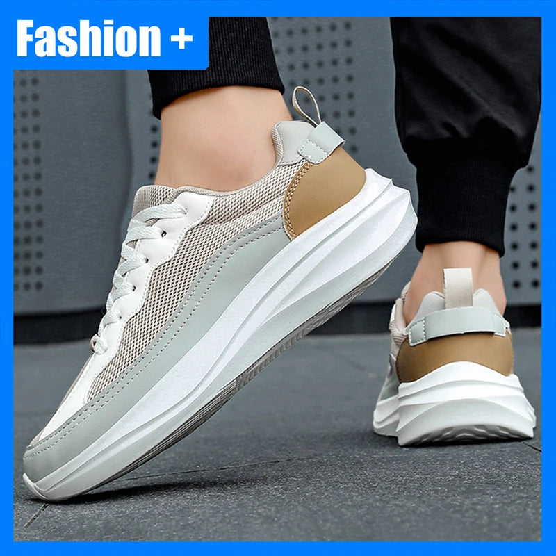 Unisex Sports Shoes Trendy Mesh Breathe Lightweight Versatile Outdoor Running Shoes Thick Sole Anti Slip Wide Last Fitness Shoes