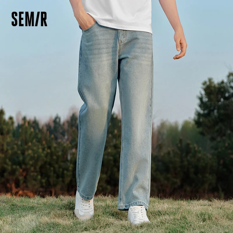 Semir Loose Pants Retro Men 2025 Spring Straight Denim Basic Casual Trousers Long Cut Comfortable Relaxed Style