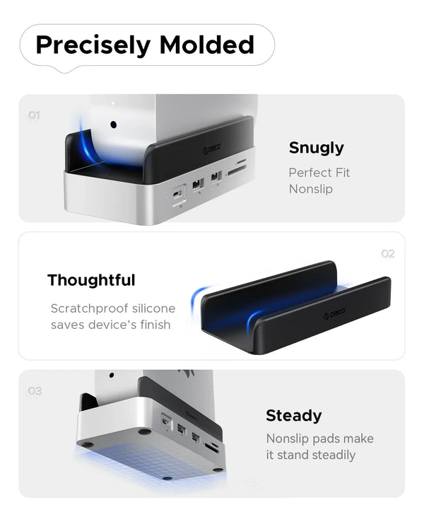 ORICO MiniDock Storage Expansion Dock for Mac Mini M4&M4 Pro Stand USB3.2 Gen2 Type C Dock with 512G 1T 2T 4T M.2 SSD Options