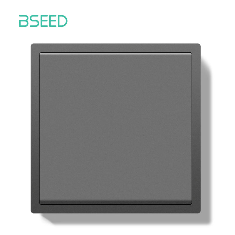 BSEED Mechanical Button Switch 1/2Gang 1Way With Wall French Socket Wall Light Switch Plastic Frame Switch On Off Black Color