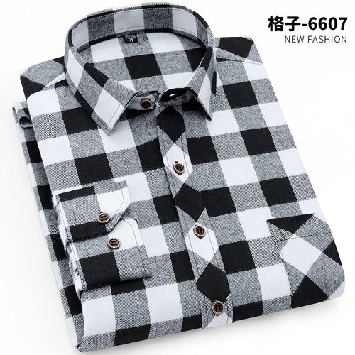 2026 New Men's Long Sleeved Shirts, Autumn Classic Plaid Shirt, with Single Breasted Lapels Camisas 17 Color Grid To Choose From