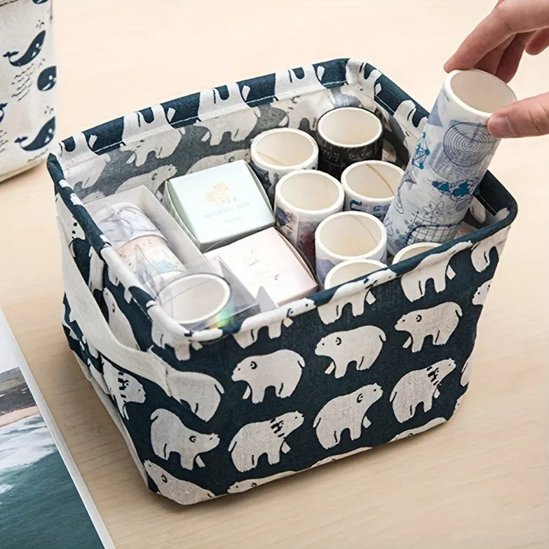 1pc Folding Storage Basket,Desktop Organizer,Storage Container,Shelf Baskets,Miscellaneous Items Organizing Box.storage bags