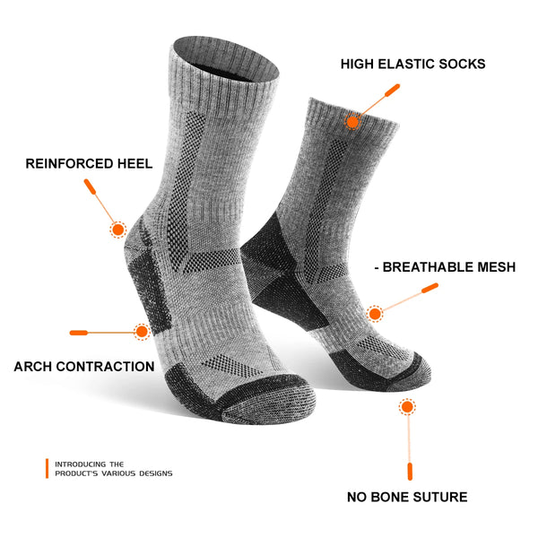 WRELS 1/2/3 Pairs Merino Wool Ski Socks Thermal Warm Cushioned Socks Men Women Arch Support Moisture Wicking Hiking Sports Socks
