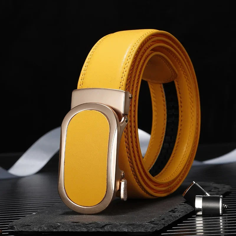 Gemstone Blue Belt for Men and Women Automatic Buckle Belts Fashion Casual Cinturon Female Waistband Green White Black Brown Red
