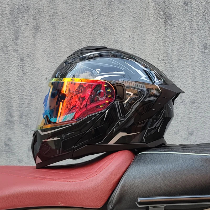2025 high-quality motorcycle helmet dual lens modular flip helmet Casco para Motos road off-road travel full helmet capacity