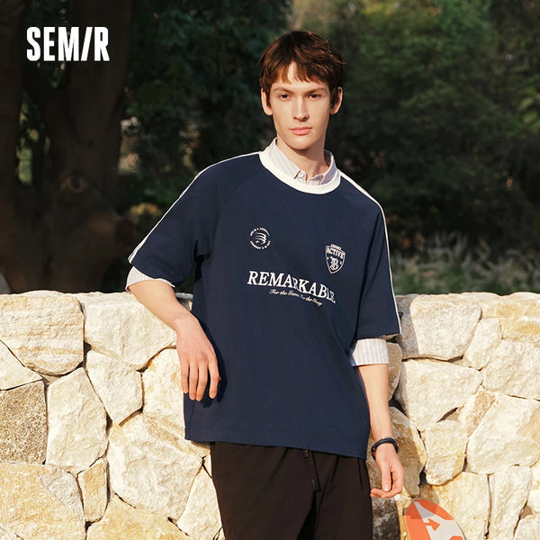 អាវយឺតបុរស Semir កប្បាសអាមេរិកាំង ប៉ាក់កីឡា ទាន់សម័យ អាវយឺតធម្មតា រដូវក្តៅ 2026 ទន់ ស្រួលពាក់