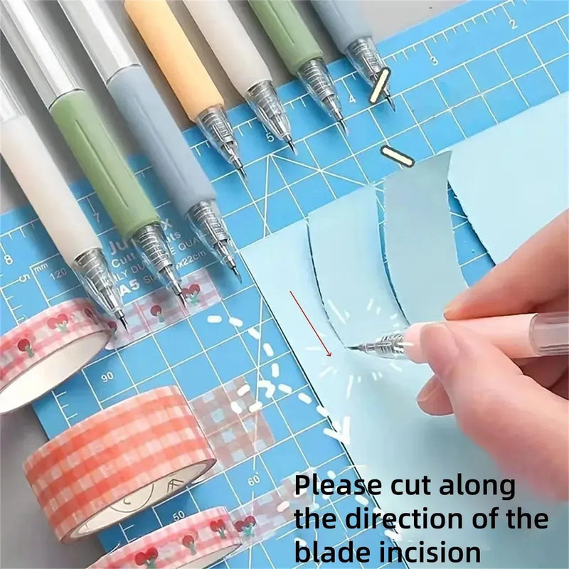 1+4PCS/5PCS Pen Knife Mini Press Piece Pen Function Mini Account Sticker Art Knife Paper Art Knife Pen Cutting Paper Knife
