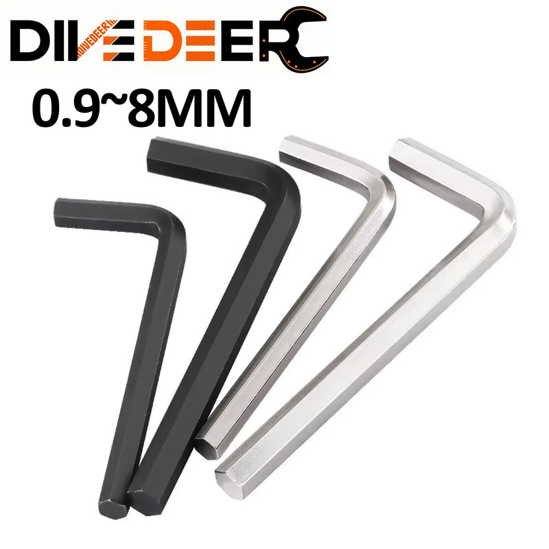 1~10Pcs Hex Wrench 0.9/1.27/1.5/2/2.5/3/4/5/6/8mm Silver/Black Mini L Shaped Hexagon Allen Key Set Bicycle L Handle Wrench