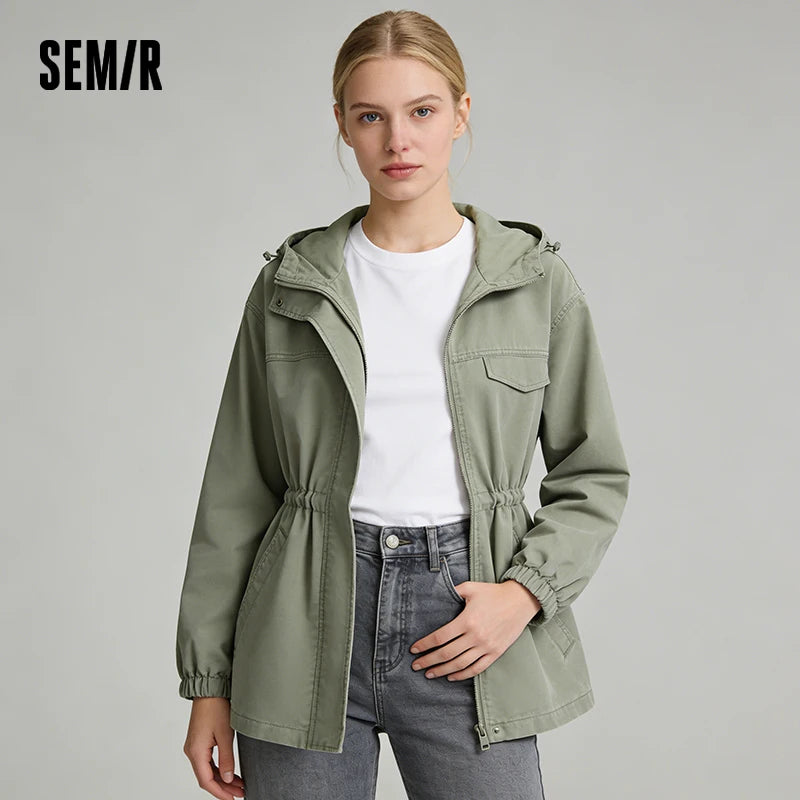 Semir Retro Jacket Women 2026 Spring Denim Casual Loose Waist Cinched Fashion Stylish Vintage Outerwear Top