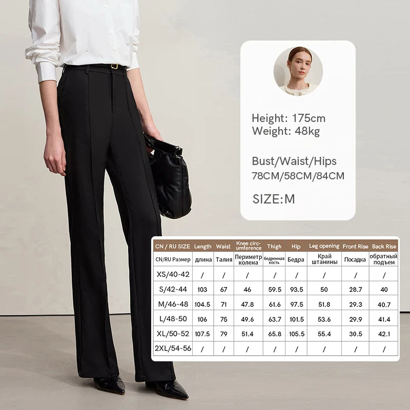 ខោ Amii Minimalist Women រដូវរងាឆ្នាំ ២០២៥ សម្លៀកបំពាក់នារីថ្មីសម្រាប់ការធ្វើដំណើរទៅធ្វើការ ខោត្រង់ពណ៌ធម្មតា 12544139
