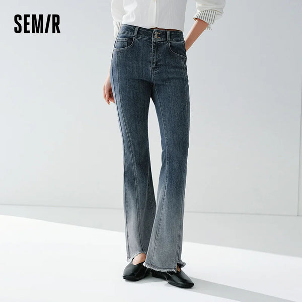 ខោខូវប៊យ Semir ទន់សម្រាប់ស្ត្រី 2026 និទាឃរដូវ ដើម ហែម បំបែក ជម្រាល ជើង ម៉ូដធម្មតា ខោវែងមានផាសុកភាព អាចបត់បែនបាន