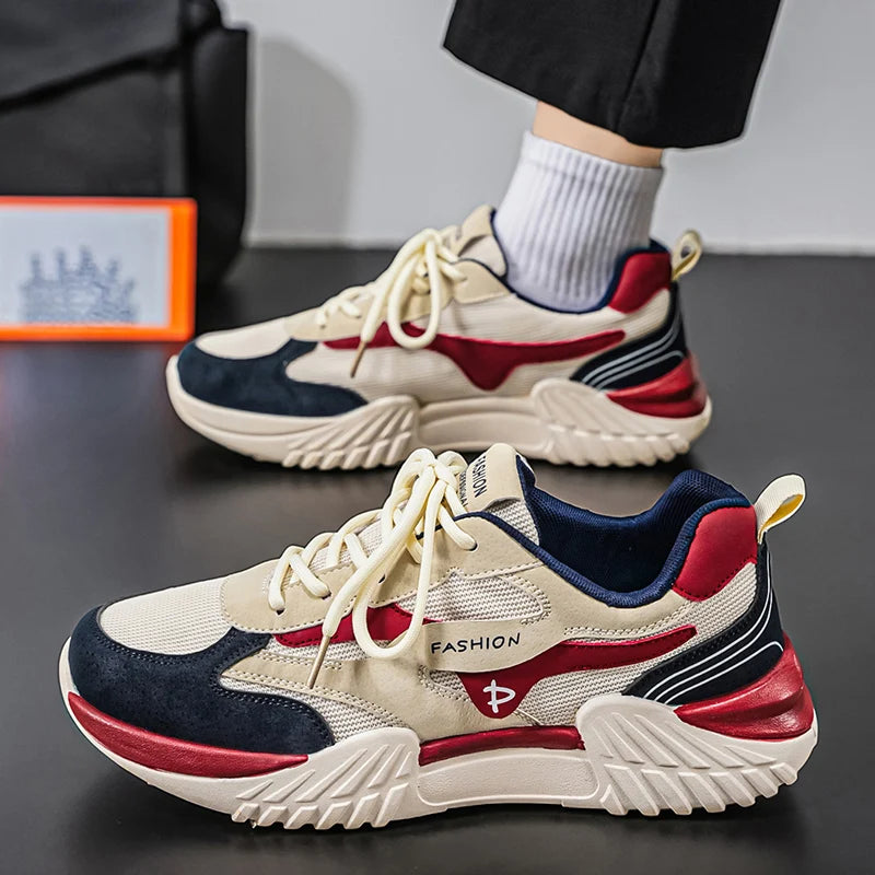 Men's fashion mesh upper casual shoes four seasons new breathable light soft-sole anti-slip comfort outdoor sports walking shoes