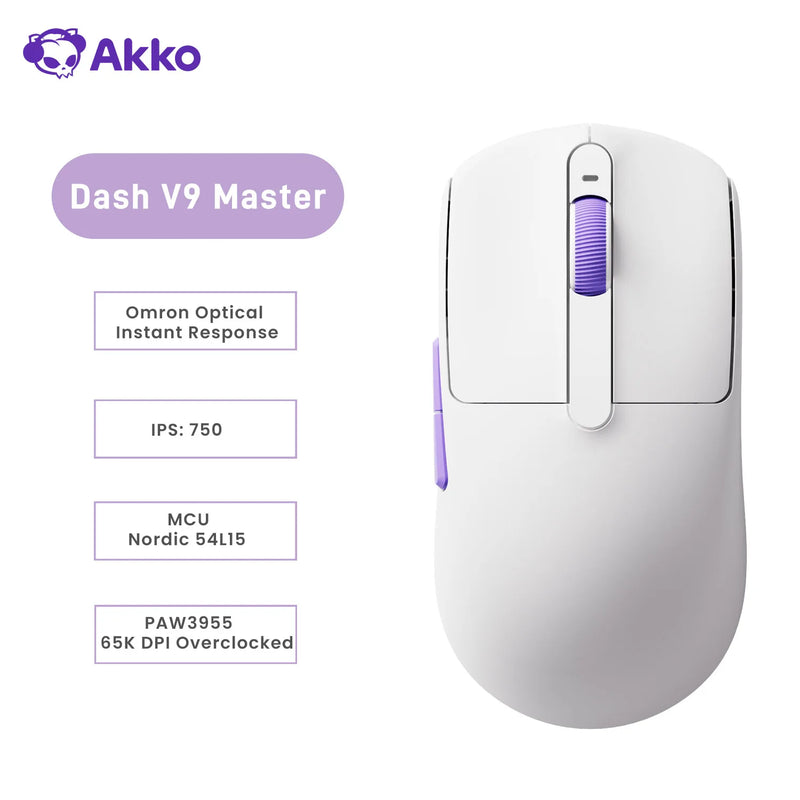 Akko Dash V9 Master/Pro Mouse PAW3955 / PAW3315 / PAW3311 Sensor 40g±3g Ultralight Ergonomic 8K Wireless E-sports Gaming Mouse