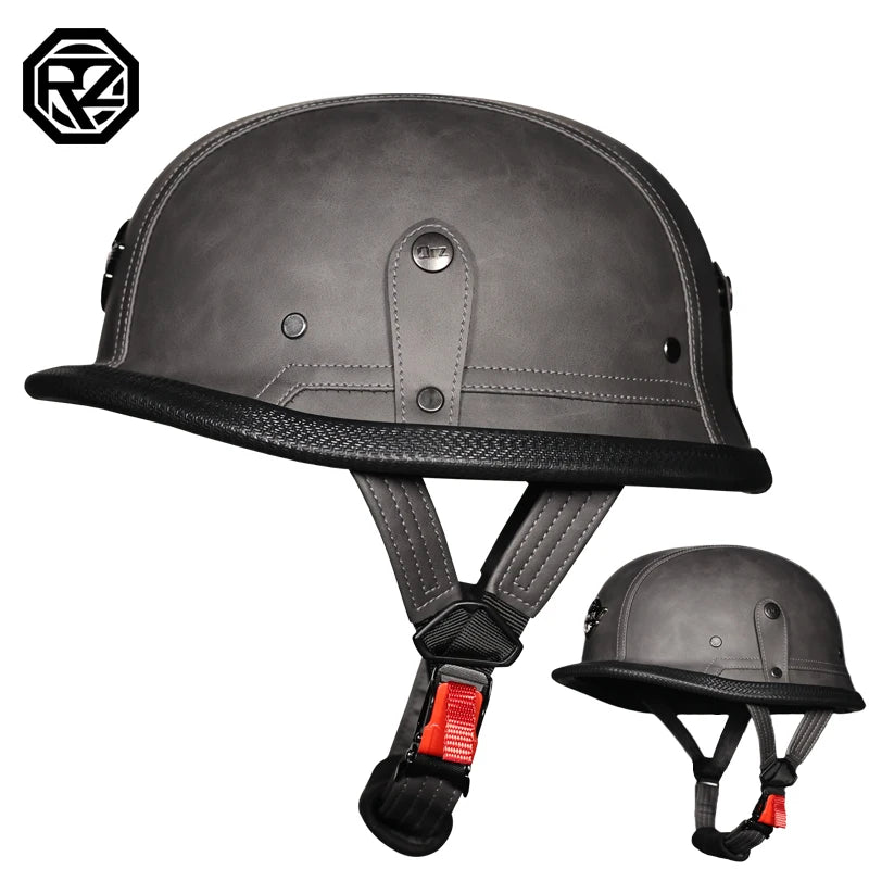 Imitation World War II German Helmet Style Open Face Half Leather Helmet  Moto vintage Motorbike camouflage